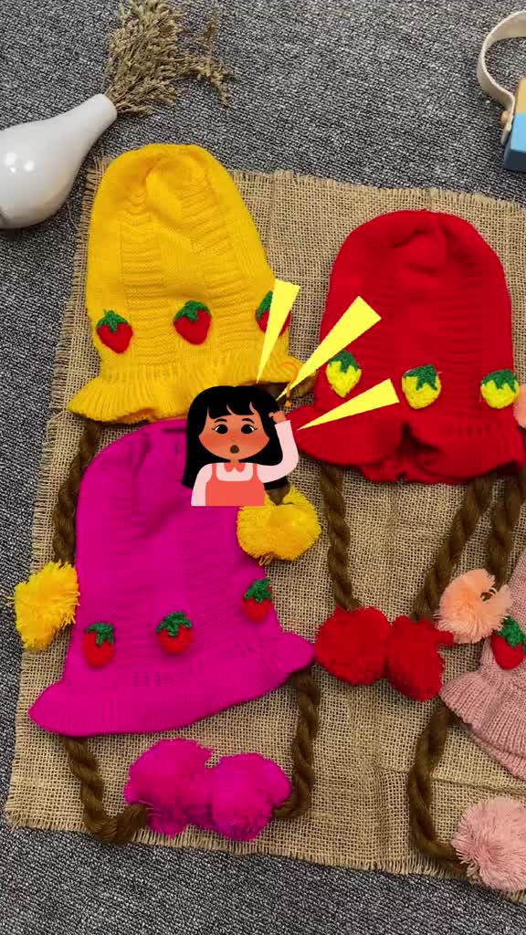 Kupluk Cha Ccha Bayi - 5 Tahun / Topi Import Premium Newborn Anak Perempuan Rajut Pompom Beanie Hat Kiosbalitafawa