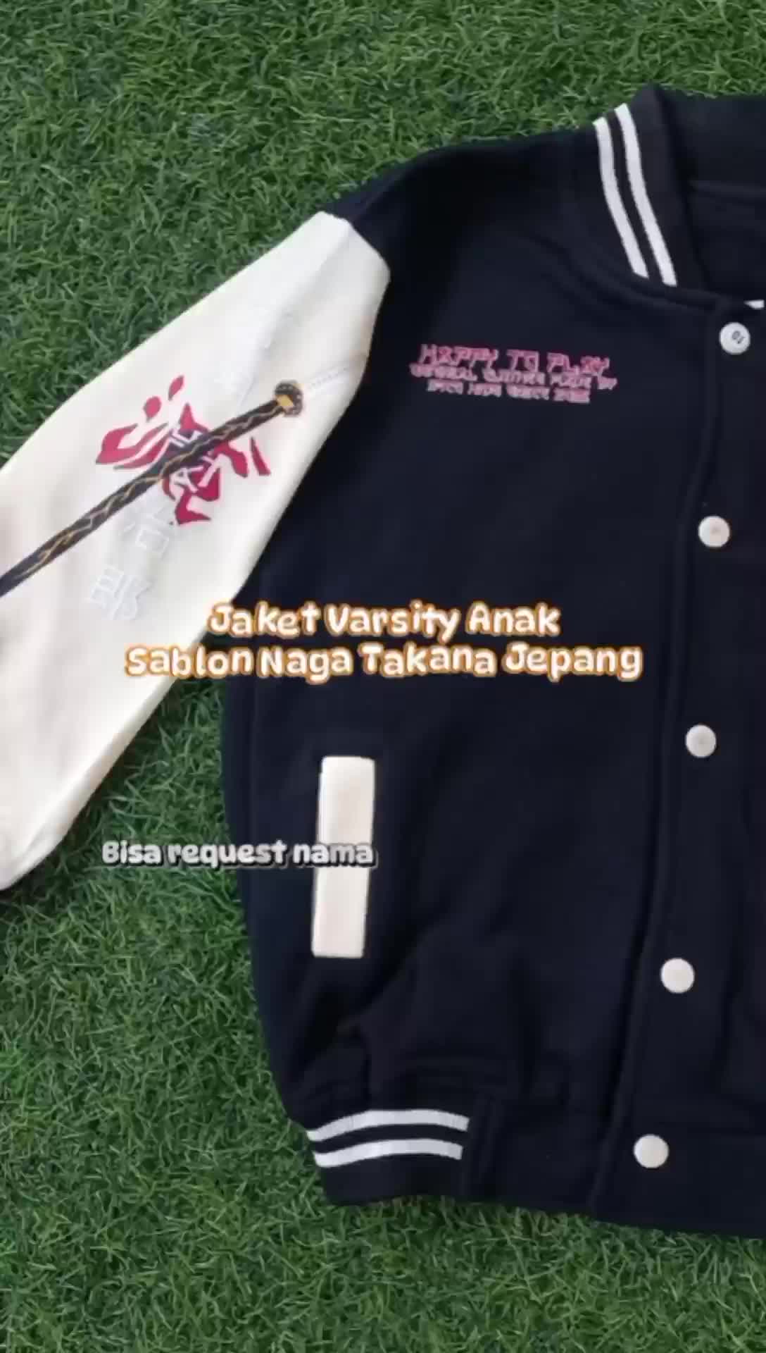 JAKET FREE NAMA ANAK- Jaket Varsity Sablon Naga Takana Jepan Free Nama Anak Fashion