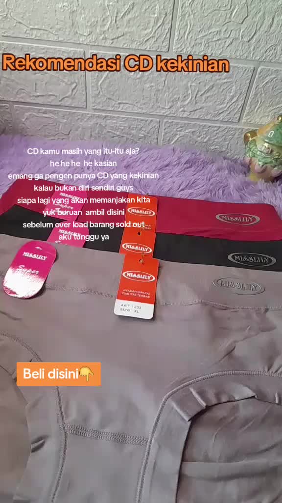 CD MISSLILY 1388 Celana Dalam Wanita Bahan Katun Tebal Isi 3, 6 PCS - Lembut Dan Elastis - Cewek, Dewasa