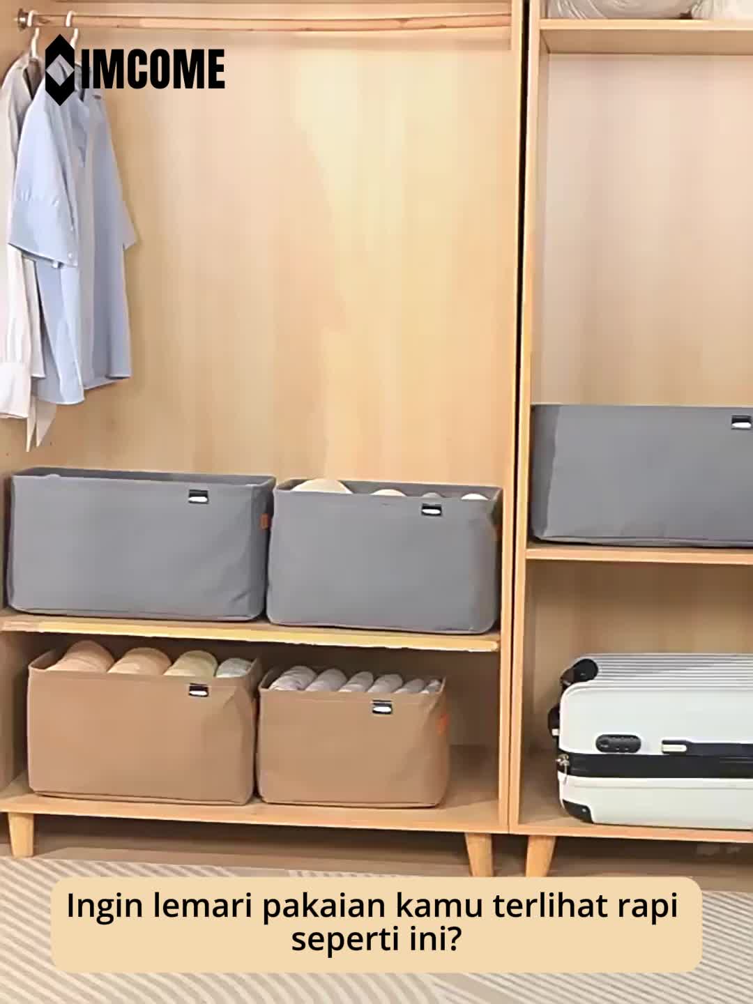JUST Storage Box Lipat Kotak Penyimpanan Baju Pakaian Celana Lemari Penyimpanan Serbaguna Brown P244