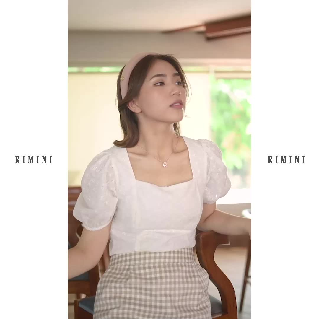 RIMINI - Atasan Wanita Blus kondangan Square Neck Big Size - Claira Top 522278-1 Kain Nyaman Kancing Basic