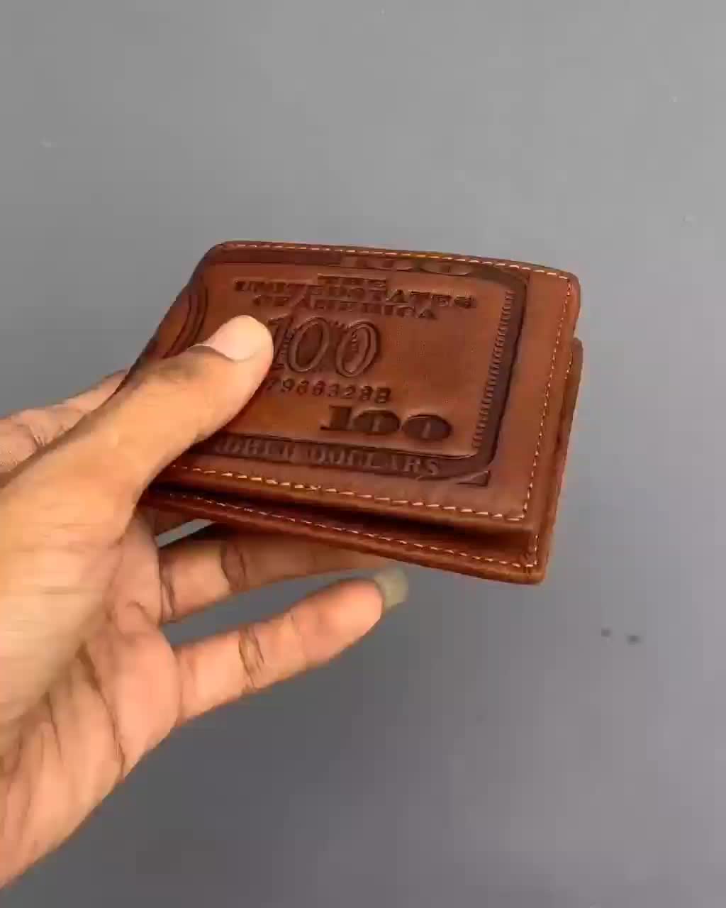 Dompet kulit asli motif dollar 100