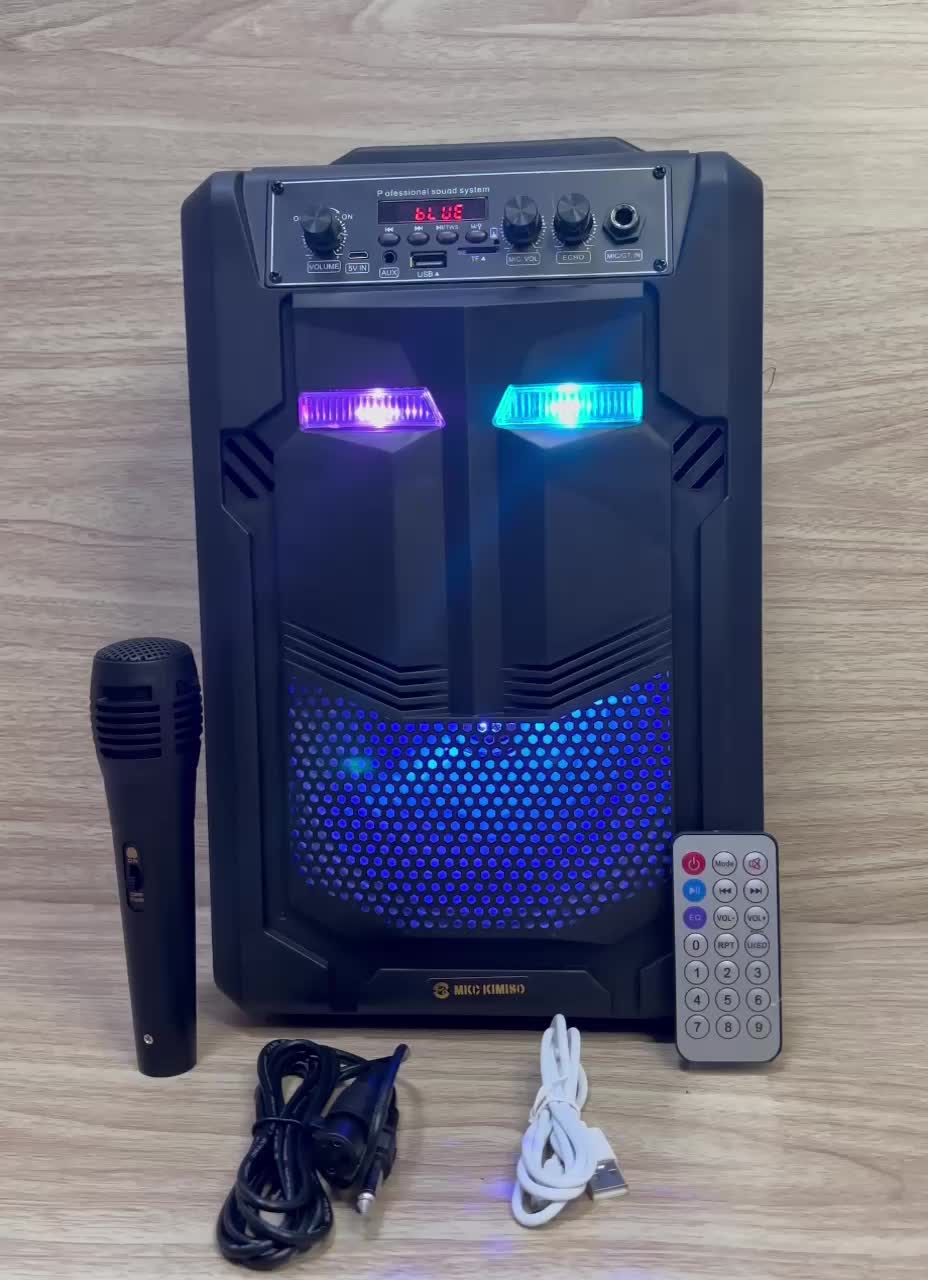 Bluetooth Speaker 8.8inh PORTABLE INDOOR OUTDOOR LED FULL BASS FREE REMOTE MIC KABEL 889