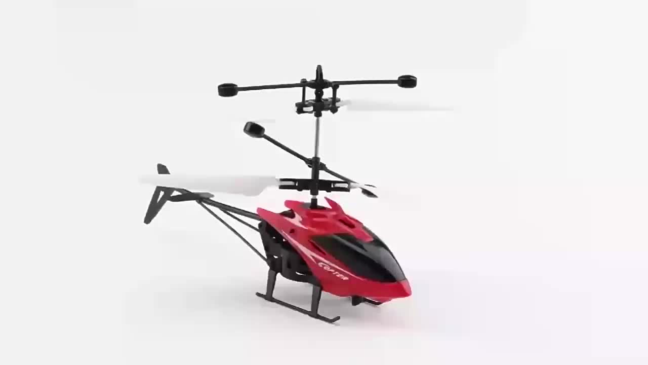 Roscloud Helikopter mainan remote control , pesawat mainan, helikopter mainan dengan deteksi lampu depan helikopter 2 baling baling