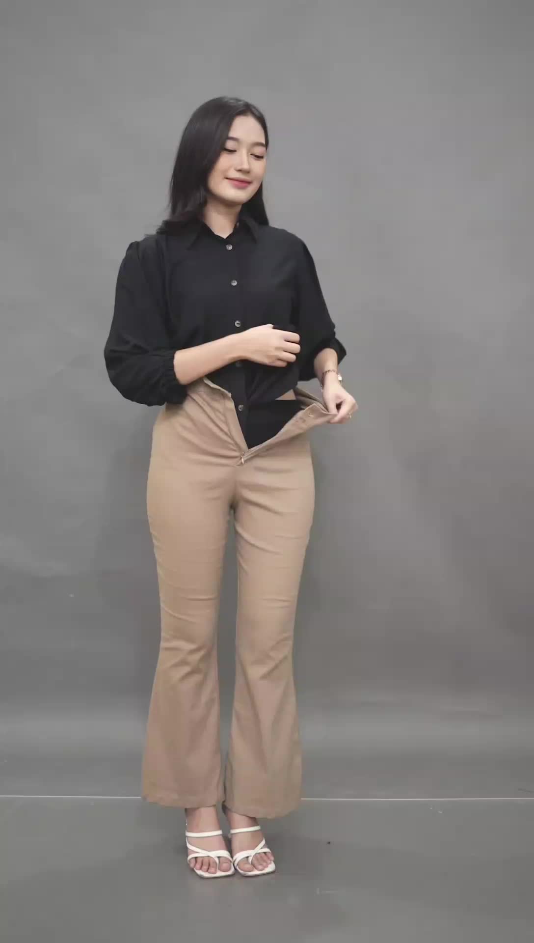 Celana wanita pants Highwaist Cutbray tuwil Strech melar Elastis Formal non Formal,Casual