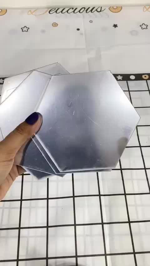 LBT Stiker Cermin Dinding Anti Pecah Tempel Hexagonal Mirror Wall