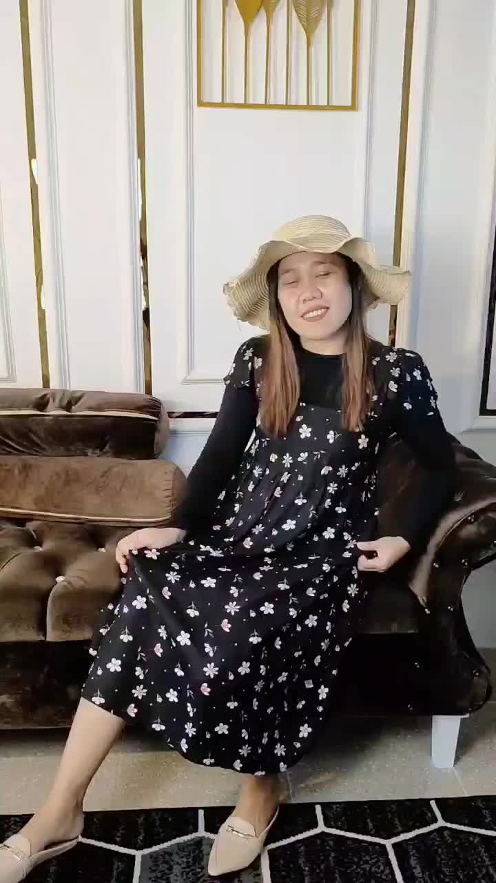 DASTER MIDI DRESS VIRAL  MOTIF BUNGA BUNGA Cantik Karet Nyaman Rayon Viscose Busui