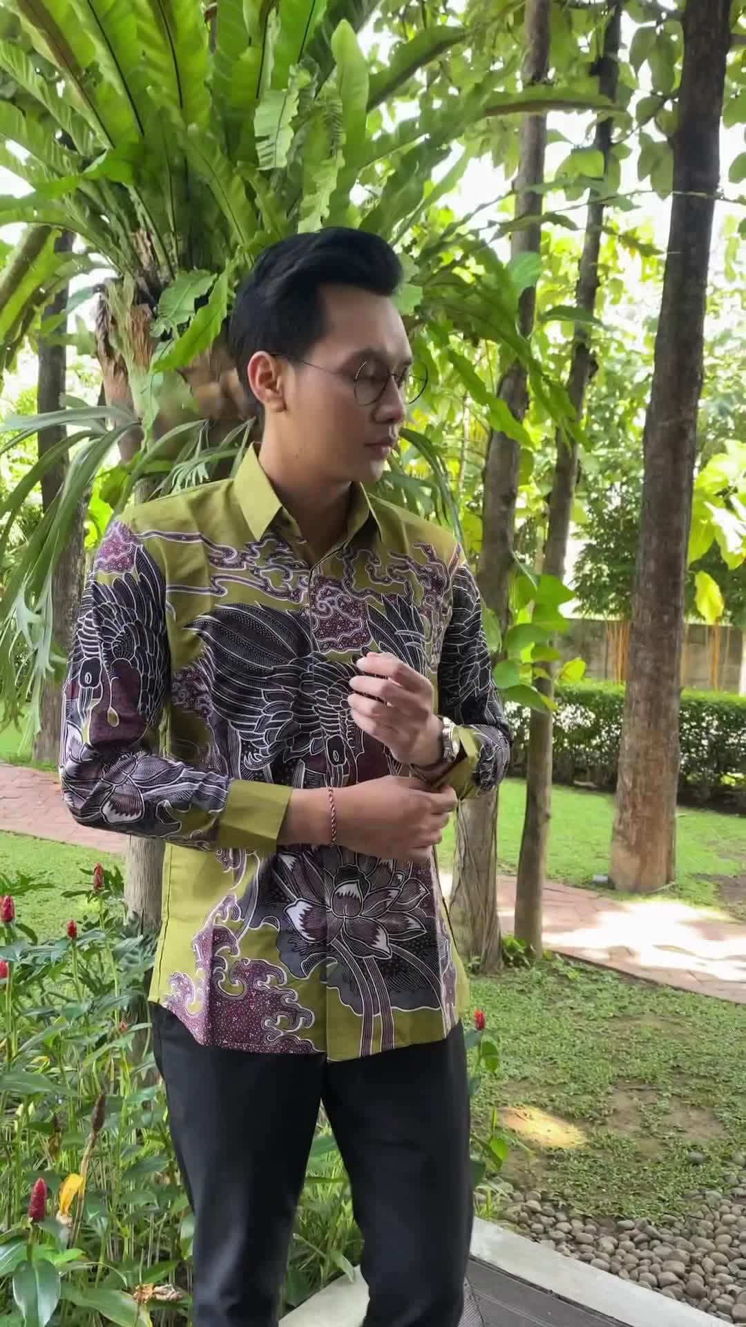 Batik Brahma Baju Formal | Kemeja Batik Lengan Panjang Kain Motif Pria Katun Kerja Pendek Kantor Kondangan Hem Hitam Hijau Casual Seragam Atasan Slimfit