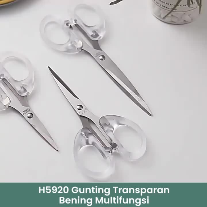 Gunting Stainless Estetik Transparan Gunting Kertas Multipurpose Scissors Scrapbook ATK3015