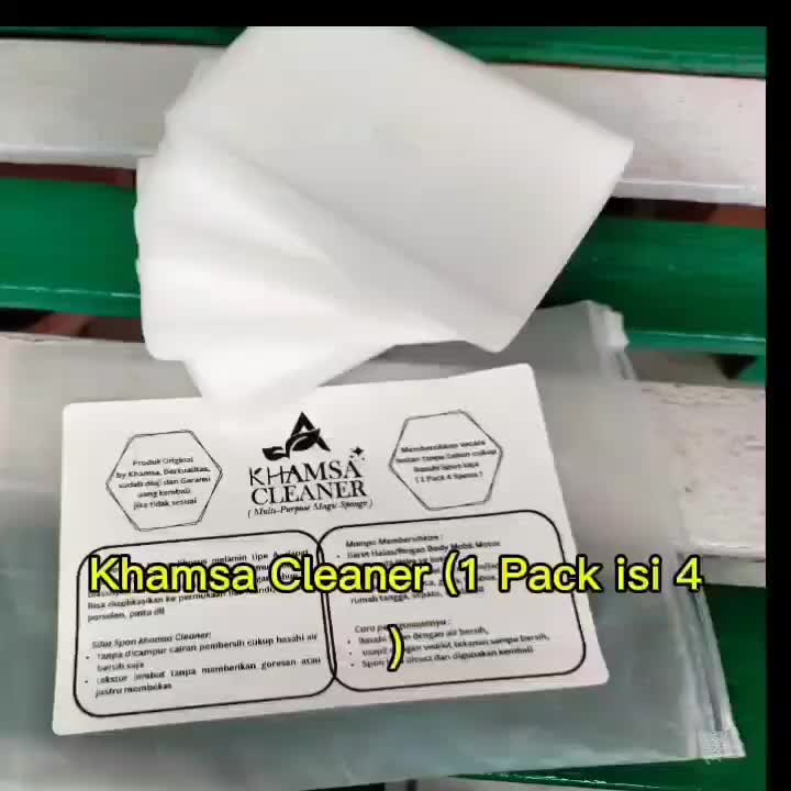 (1 Pack isi 4 spon) Khamsa Cleaner Multi purpose Magic Sponge spon ajaib membersihkan tanpa sabun cukup spon dibasahi dengan air bersih , noda membandel jamur , baret ringan kendaraan