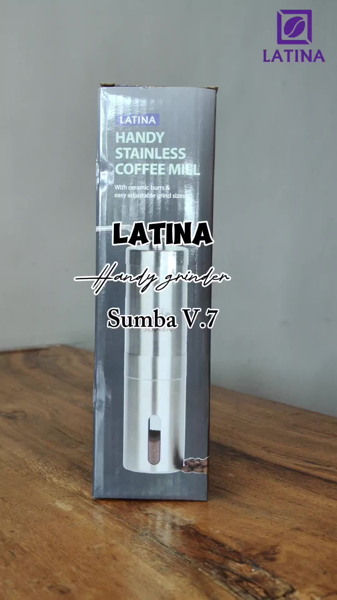 Latina SUMBA handy coffee grinder stainless body ceramic burrs gilingan kopi manual burrs keramik
