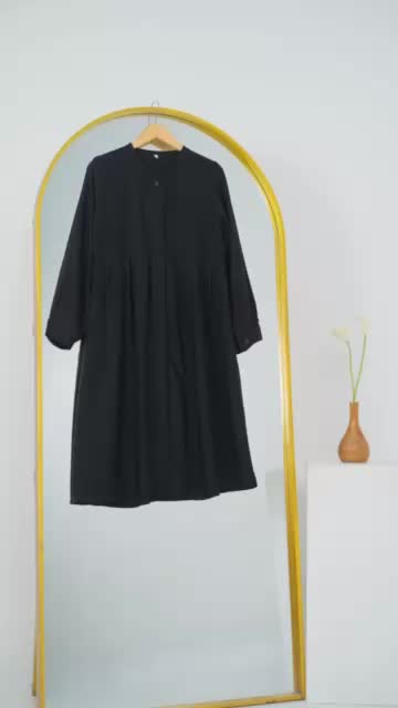 Laura long Tunik Outer Midi Rayon Polos Dress Kancing Wanita