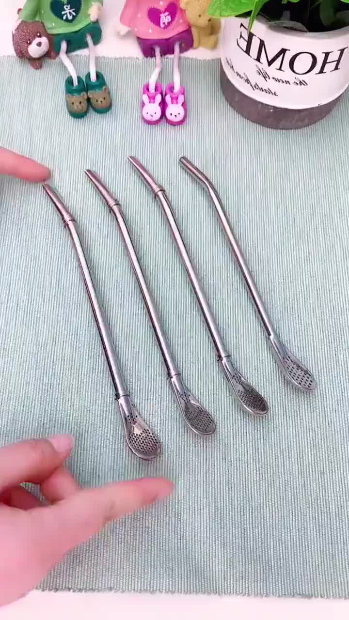 Sedotan Sendok Straw Spoon Stainless 2in1 Sedotan Serbaguna