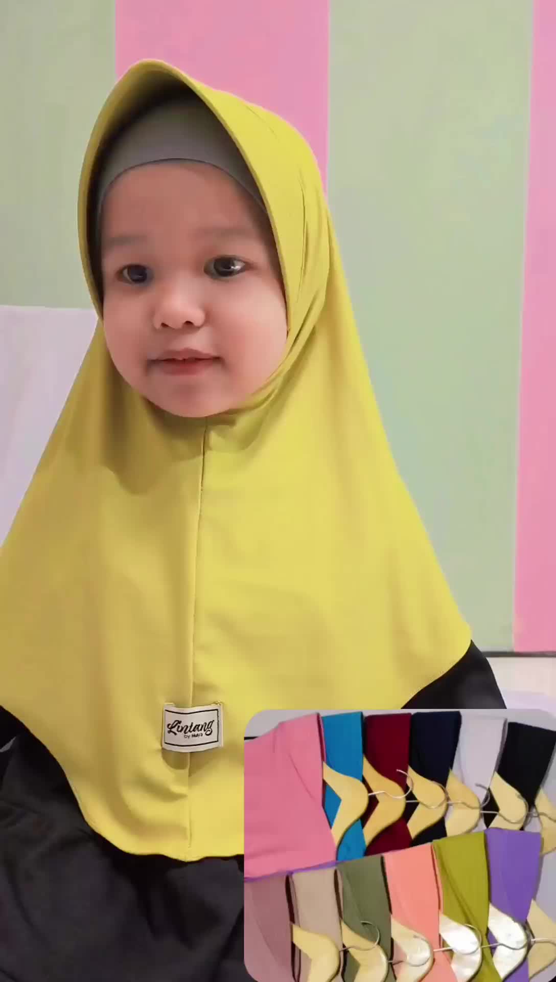 Ameena Hijab Jersey untuk Usia 4-9 Tahun - 12 Warna - Instan, Muslim