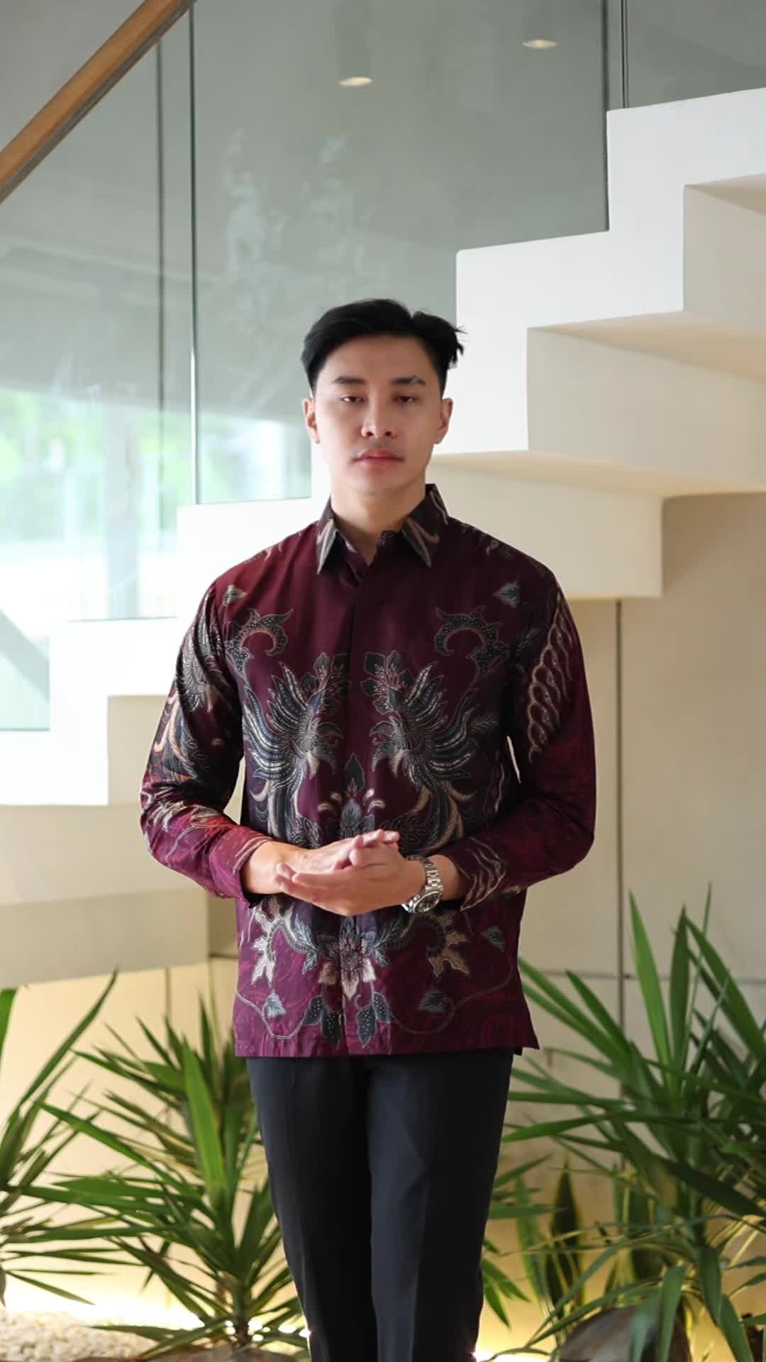 Hardi Batik - RAJENDRA BURGUNDI | Kemeja Batik Pria Lengan Panjang