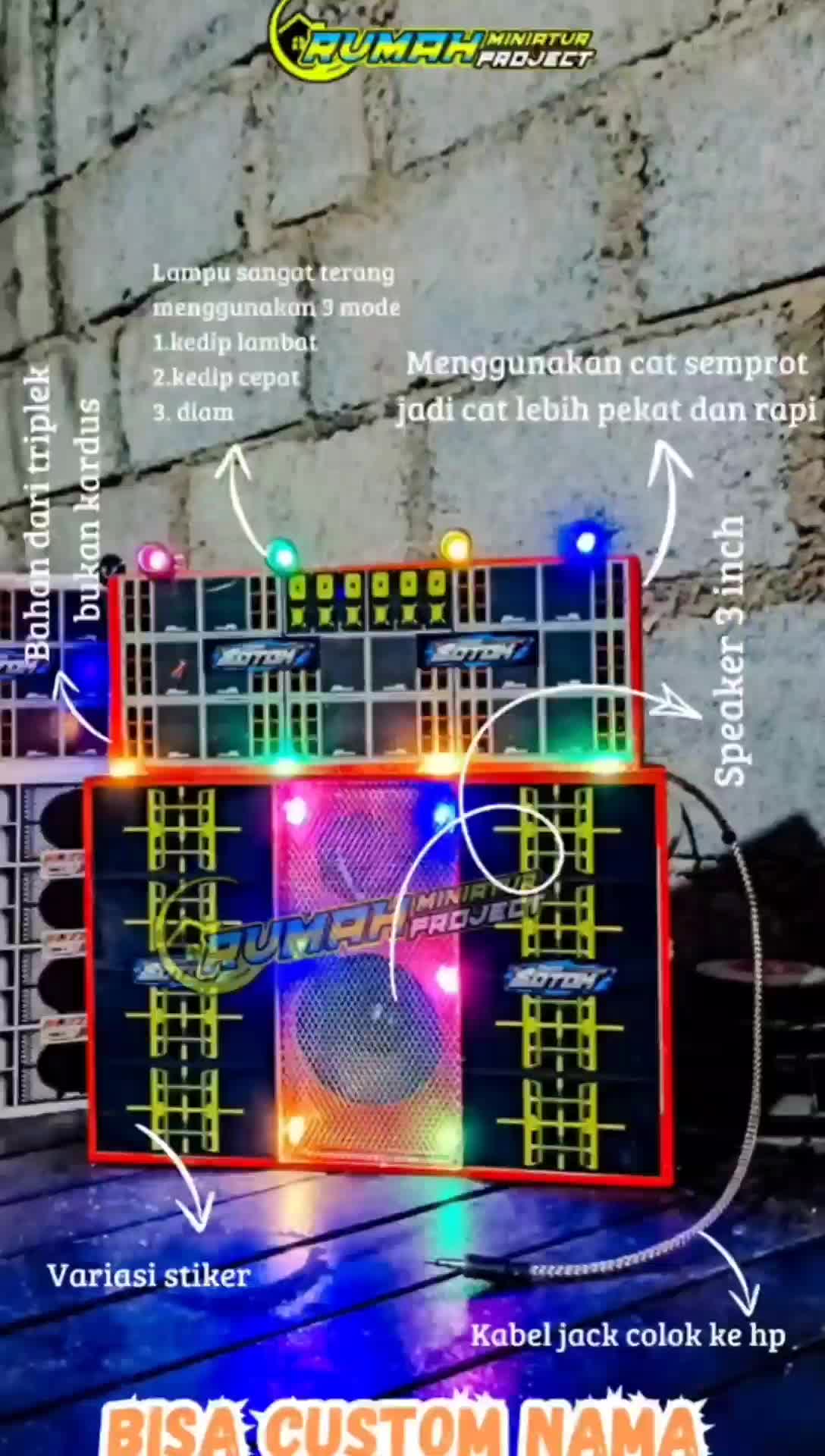 Miniatur sound bluetooth siap bunyi bisa custom nama