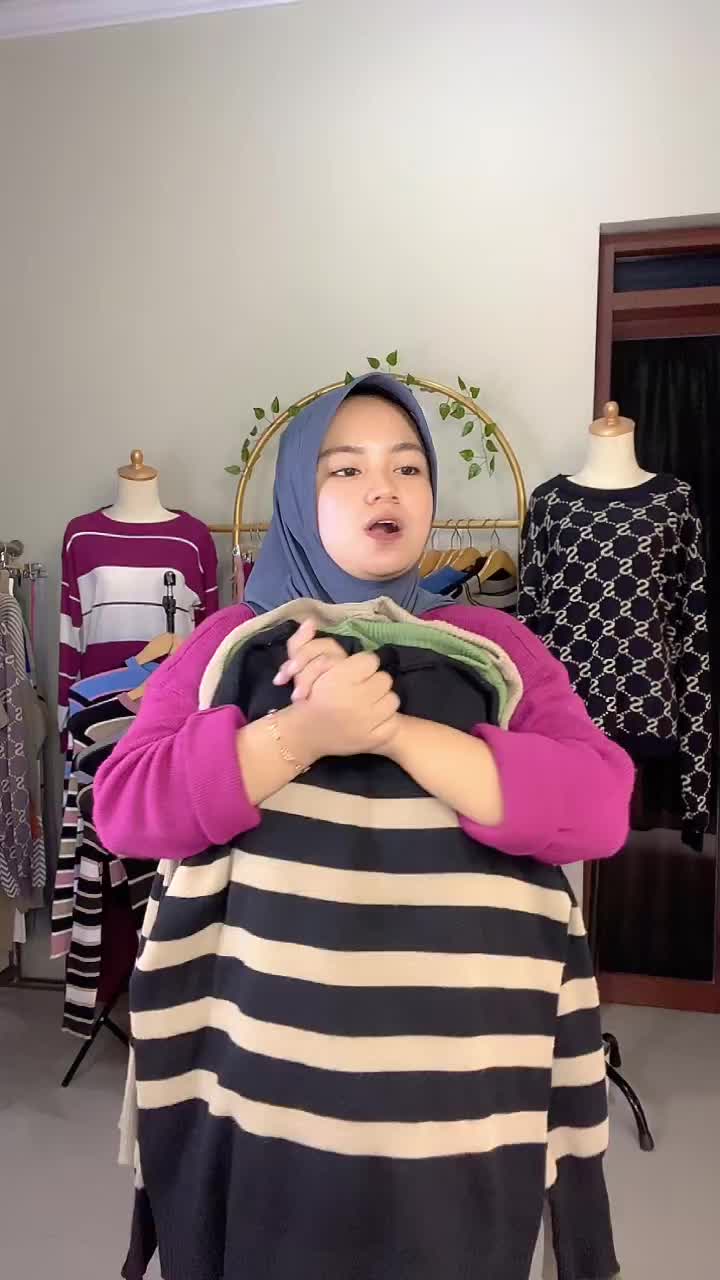 Maudy Sweater Rajut Premium seweater Garis Garis Grosir Sweater Knit  Oversize Jumbo Knitwear Stripe atasan wanita