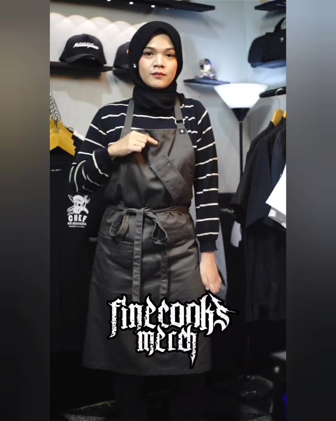 Celemek Masak Chef Twill Kanvas Finecooks - Bib Apron - Moonlite