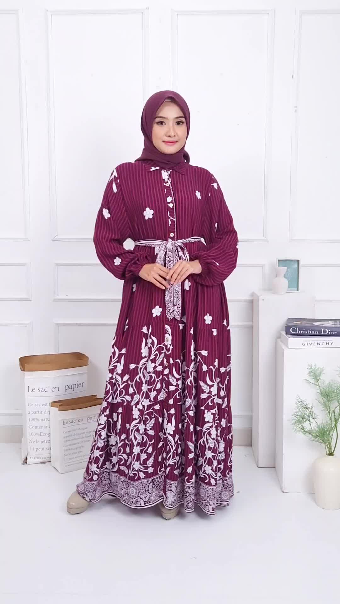[MUTEKI] Senaria Dress - Rayon Ruby Salur Midi Dress Stylish Gamis 5863 B2167
