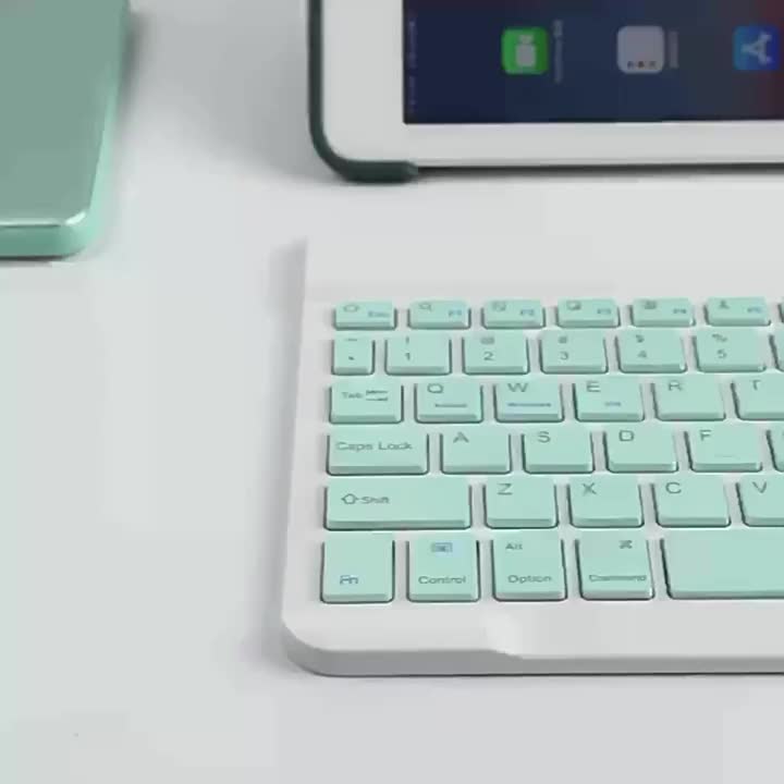 Set Mouse Keyboard 10 Inci  Keyboard Bluetooth Nirkabel 10 Inci 3 In 1 Set Mouse Keyboard Bluetooth Nirkabel Tablet PC Portabel Ringan IOS Android Red Button Christmas Gifts