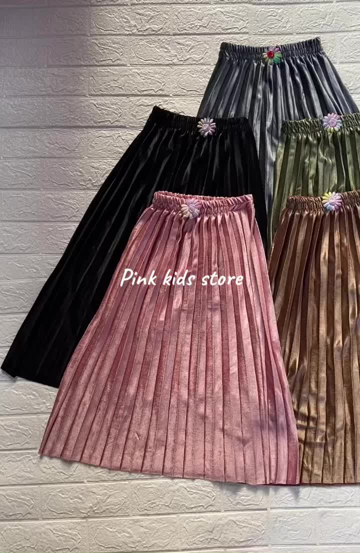 Rok Plisket Bludru Anak Perempuan Terbaru - Bahan Tebal dan Halus - Fashion