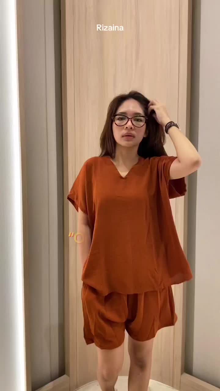 Rizaina - Set Piyama Nagita Baju Tidur Celana Pendek Ld 120cm Jumbo Bahan Crinkle Airflow Premium Setelan Crinkle Wanita