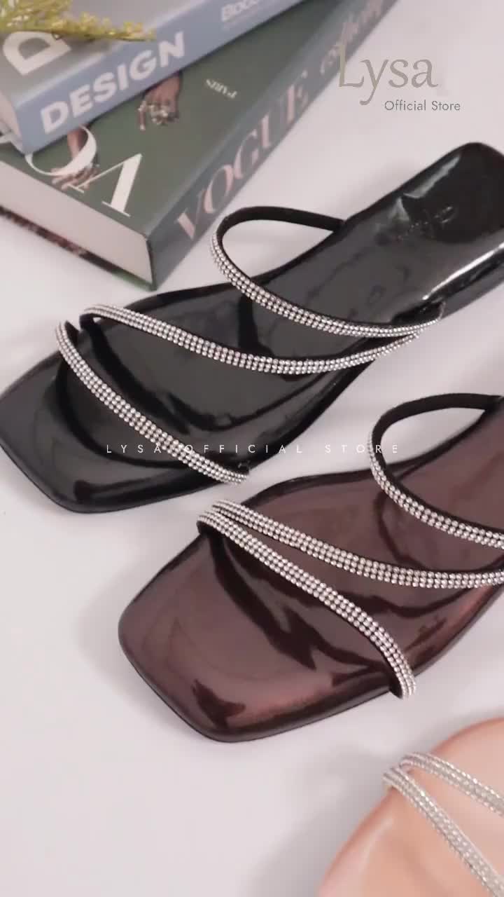 Lysa Sandal Wanita Heels hak 2cm Adisty Variasi Tali Berlian Empuk Karet Non Slip-LS02 Flat Sendal