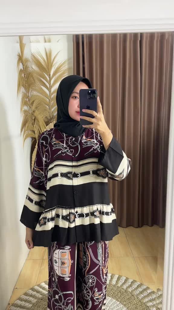One Set Ruffle Rafella Setelan Semi Crop Top Rayon Premium Busui Bumil daster batik