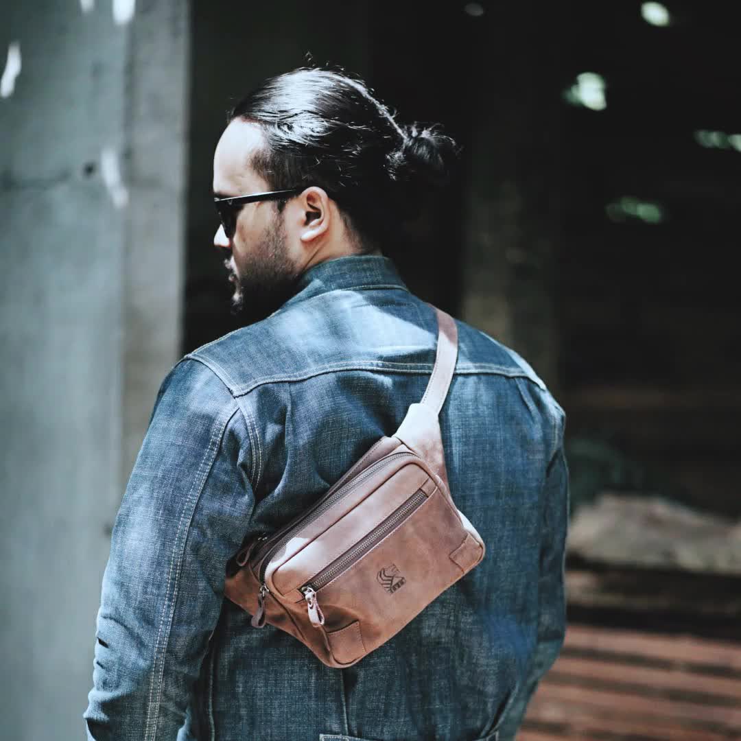 Reven Hazar Waistbag - Tas Selempang/ Tas Pinggang Pria 100% Kulit Sapi Asli Premium Quality
