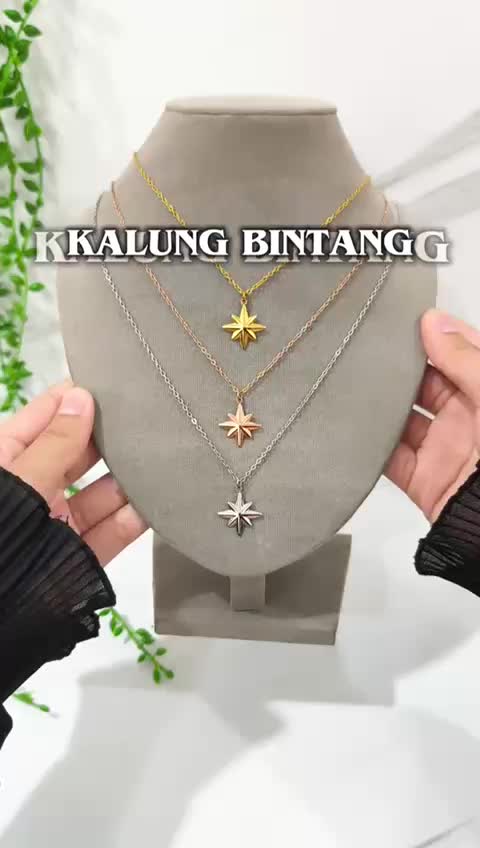 THIQLA - Kalung Bintang SORAYA - Kalung Wanita Elegan Kekinian Korean Style Mewah Simple - Stainless Steel Mirip Kalung Titanium Ori Anti Karat