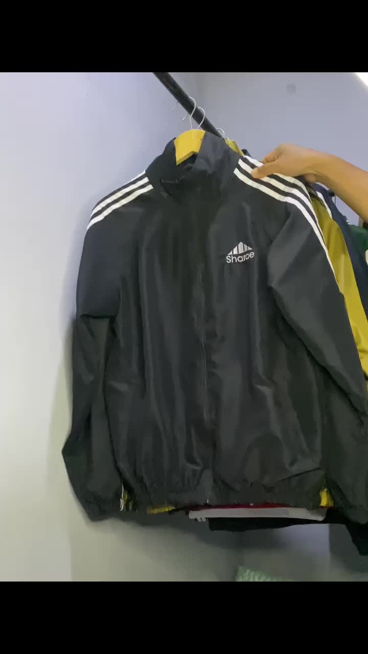 Sharae jaket tracktop parasut taslan teks bordir jahitan pria wanita size M sampai XXL Casual Keren