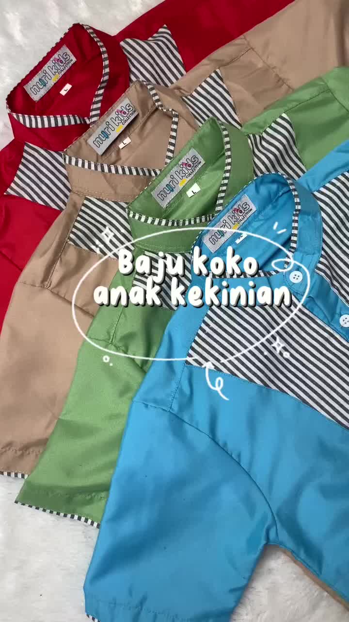 Setelan Baju Muslim Anak Laki-Laki Katun Pendek Usia 2-9 Tahun