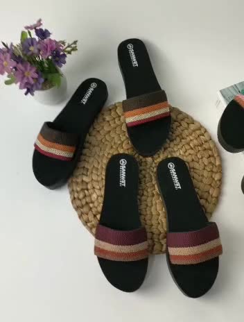 Sanda Flat Wanita Dewasa Selop Rajut Import Pelangi Datar Non Slip Sendal Terbaru Sandal Shoes