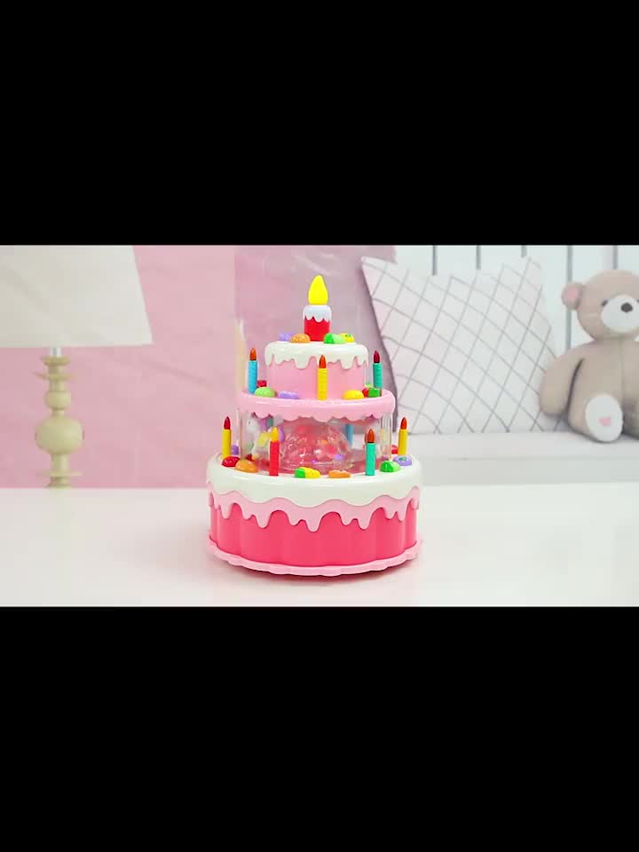 Mainan Anak Kue Ulang Tahun Elektrik Lampu dan Musik Birthday Cake Electric
