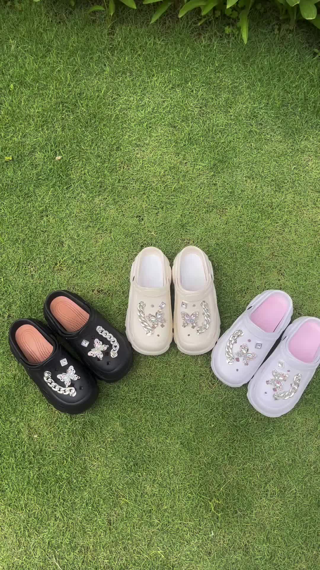 Sandal Baim Wanita Butterfly Chain Bahan Karet Empuk Anti Slip Size 36-40