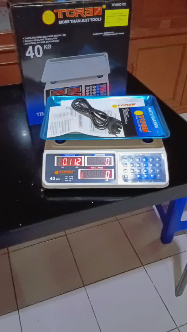 Timbangan Digital TORA 30 Kg dan 40kg Body Putih Besar - Electronic Scale dengan Input Voltage AC 220V
