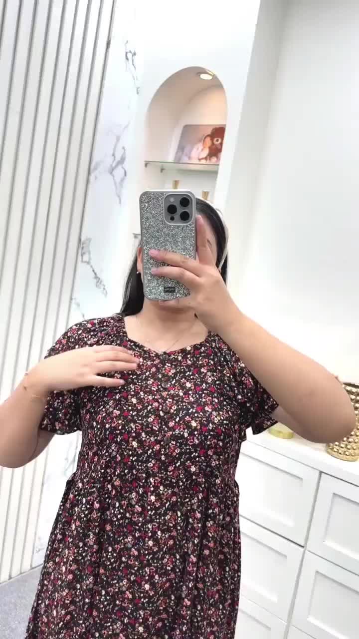 Daster Lengan Pendek Busui Ibu Muda Cantik Adem Motif Bunga Nyaman Buat Seharian Dress Kain Rayon Tebal