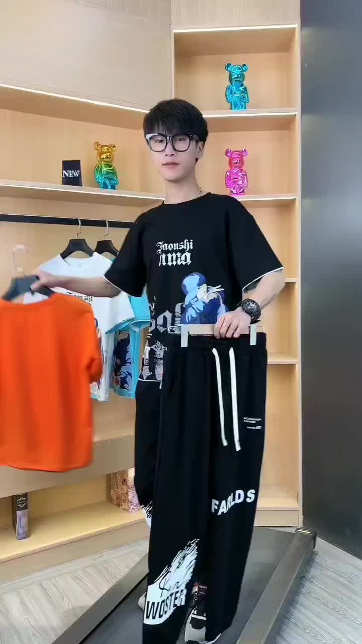 Set Kaos Pendek 3in1 FAONSHI dengan Celana Pendek dan Jogger Panjang untuk Dewasa - Unisex, Wanita Motif - Pria - Setelan