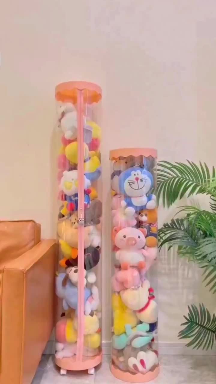[COD] Tidy Tribe Hadiah Doll Storage Bucket Gaya Ritsleting Transparan Tabung Storage Boneka Dengan Penutup 90/120/150CM Penyelenggara Berkapasitas Besar Dudukan Doneka